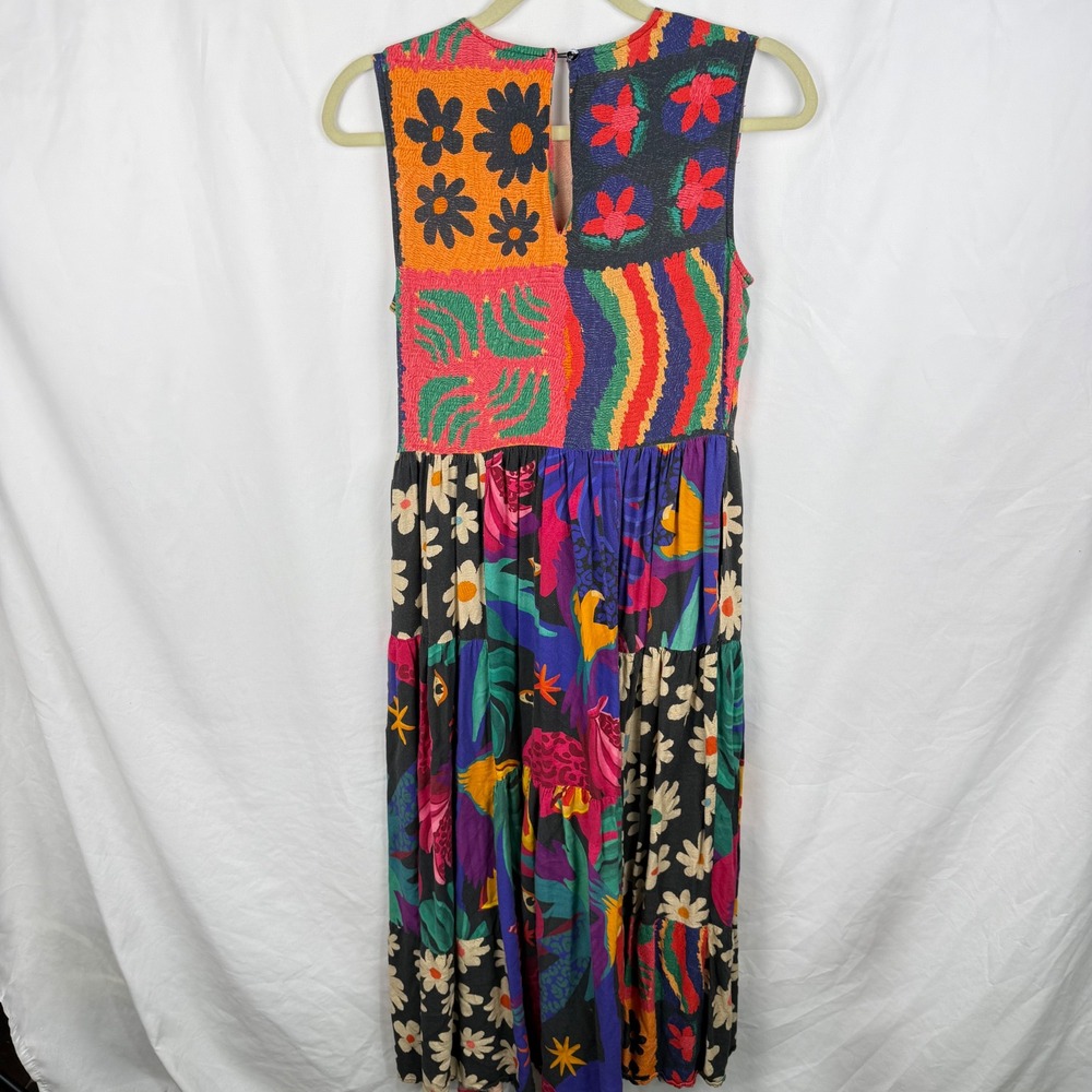 Farm Rio x Anthropologie Pop Patchwork Print A Line Sleeveless Midi Dress Small - Picture 9 of 15